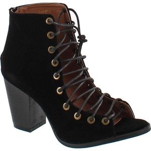 Lace up black booties